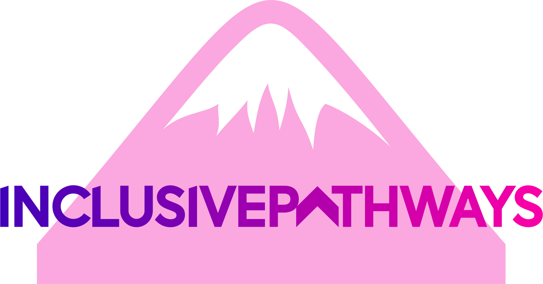 Colorful mountain with "Inclusive Pathways" written in front 